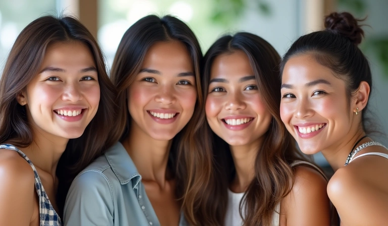 Smiling diverse people, healthy and happy